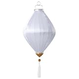 Latarnie Owalne lampiony z Chin Jedwabny chiński lampion na Święto Wiosny z frędzlami Wiszący lampion Dekoracja na Święto Środka Jesieni(Weiß,12 Inch)