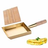 Tamagoyaki patelnia, japońska patelnia do omletów, nieprzywierająca patelnia z drewnianą pokrywką i uchwytem, do puszystych jajek, 21 x 18 cm