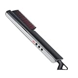 WJREGG Prostownica do włosów Grzebień do brody Grzebień do włosów z powłoką antypoślizgową LCD Prostownica do włosów dla mężczyzn i kobiet Ceramic Roll Hot Comb Prostownica 360 stopni obrotowy