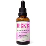 N!CK'S naturalne krople stewii (50 ml) bez cukru zero kalorii płynny słodzik keto bezglutenowy substytut cukru o niskiej zawartości węglowodanów (50 ml (opakowanie 1 szt.), naturalne)
