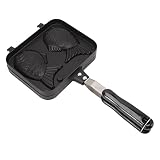 Taiyaki Pan, Nonstick Taiyaki Maker Kształt Ryby Wafel Pancake Pancake Podwójna Patelnia do Kuchenki Gazowej, 7,1 X 5,5 Cala