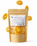 SOFT ANANAS – Słodkie, soczyste kawałki ananasa z Wietnamu; intensywnie owocowy, egzotyczny smak; wygodna przekąska w opakowaniu 100 g