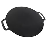 Bonbela Koreańska patelnia grillowa Maifan Stone okrągła patelnia do grillowania, nieprzywierająca, odporna na wysokie temperatury, na kemping na zewnątrz, 32 cm