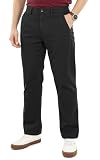 NY Threads Męskie spodnie chino stretch, luźne, 34Wx32L, Nero | Bawełniane spodnie chino z płaskim przodem średnio wysokim stanem, miękkim materiałem z domieszką elastanu, zapinane na guzik