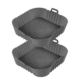 Vicloon 2 szt. Silikonowy garnek do frytownicy beztłuszczowej, bardzo miękki, do wielokrotnego użytku, kwadratowy, zamiennik, szary, 20 cm