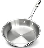 MICHELANGELO W pełni platerowana trójwarstwowa patelnia ze stali | Patelnia ze stali nierdzewnej 18/10 do małych porcji i codziennego gotowania, kompatybilna z indukcją, bez PTFE i PFOA