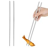 Pałeczki do gotowania, długie, 38 cm, pałeczki do makaronu, chińskie metalowe pałeczki do smażenia, do gorącego garnka, gotowania, smażenia (2 pary stali nierdzewnej)