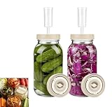 Zbozzba Słoik fermentacyjny, pojemnik do kimchi, 2 sztuki w opakowaniu, słoiki fermentacyjne (2 l) z zamknięciem fermentacyjnym i wskaźnikiem daty, do kimchi, ogórków octowych i starterów na zakwas