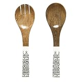 HOME DECO FACTORY, KA0573, Serwer do sałatek z drewna mango, elegancka i trwała konstrukcja, idealny do wszystkich posiłków, łatwy do czyszczenia, jeden rozmiar, kolor brązowo-czarny