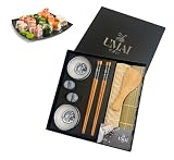UMAI Zestaw sushi | Zestaw do robienia sushi w domu | Zestaw do sushi 2 maty do sushi + paleta + 2 zestawy pałeczek + 2 miski sojowe + 2 uchwyty pałeczek + QR z książką kucharską