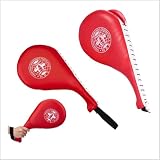 Taekwondo podkładki do kickboxingu, podkładki z podwójnym kopnięciem, podkładki treningowe do karate, taekwondo Pratzen, pad do kickboxingu, sztuczna skóra PU, 2 szt. (czerwone)