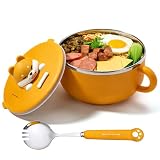 1200ml Miska na Ramen z Pokrywką i Łyżką, Miska na Makaron z Uchwytami, Przenośna Miska na Ramen Odporna na Mikrofalówkę na Obiad, Zupa Bento, Makaron - Wapasezyar
