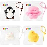 JOYIN Zestaw 4 pluszowych zabawek do ściskania w kształcie zwierząt - Kawaii Mochi Fufu - Miękkie zabawki anty-stresowe na prezenty ślubne, worki na słodycze i prezenty urodzinowe