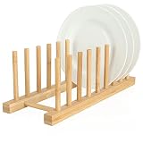 COM-FOUR® Stojak na naczynia, Bambusowy stojak na talerze, Solidny stojak