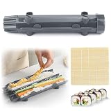 CHRI Zestaw do przygotowania sushi Bazooka, zestaw do sushi z bambusową matą dla początkujących (szary)