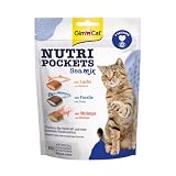 GimCat Nutri Pockets Sea Mix - Chrupiący przysmak dla kotów z kremowym wypełnieniem i składnikami aktywnymi - 1 worek (1 × 150 g)