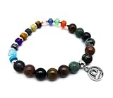 AB Viking Crafts Bransoletka ze znakiem zodiaku, z kamieniami szlachetnymi, w pudełku prezentowym, ochrona szczęścia, miłości, energia (waga, agat indyjski, 18