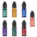ALLAVA Farba do świec, 7 kolorów, wosk do odlewania, dla wosku sojowego, pszczelego, parafinowego, żelowego – po 10 ml