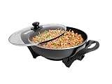 Tristar Wok elektryczny, 4,5 L, 1500 W, Średnica 33 cm, Szklana Pokrywka | Powłoka nieprzywierająca, Odłączany przewód z termostatem, Nienagrzewające się uchwyty, PZ-9130
