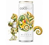 Naturalna Woda Kokosowa z sokiem z Mango. 24 x 325 ml | 100% Czystej Wody Kokosowej z Młodych Zielonych Kokosów z Wietnamu, Bez Konserwantów, Wegańska, Bezglutenowa.