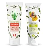 Zestaw do pielegnacji ciala Aphrodite. Dwuskladnikowy balsam do ciala zapewniajacy intensywne nawilzenie i jedrnosc skóry. Balsam do ciala Aloe Vera (200 ml), Balsam do ciala Mango i Papaja (200 ml)