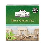 Ahmad Tea Green Mint – zielona herbata z miętą – dwukomorowa torebka na herbatę z taśmą z 2 g herbaty na porcję – 100 torebek herbaty
