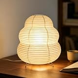 Nimblyne Bałwanek Retro papier ryżowy lampka nocna z 3 kolorami światła UE | Lampa z papieru ryżowego z przełącznikiem przyciskowym i kablem sieciowym 1,8 m, oprawa E14 maks. 12 W, 24 x 24 cm