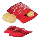Fecihor 3 Pezzi Riutilizzabile Microonde Patate Fornello, Patate Della Cucina, Perfetto Patate Appena w 4 minuti, Rosso