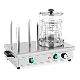 Royal Catering Maszyna do hot dogów RCPHW 650 (Moc: 650 W, Do 30 kiełbasek, 4 podgrzewane szaszłyki do bułek)