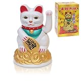 Maneki Neko Kot Szczęścia Na Baterie Machający 11cm Figurka Biała Automatyczna Dekoracja Biurowa Feng Shui