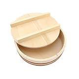 BambooMN 33 cm Hangiri Oke Sushi miska chłodząca do ryżu / wanna z pokrywką, 1 sztuka - duża