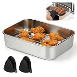 Brytfanna z sitkiem, forma do zapiekania Airfryer, stalowa brytfanna do frytkownicy na gorące powietrze, z sitkiem do odcedzania, szczelna pokrywka i uchwyty odporne na ciepło - Wszechstronne