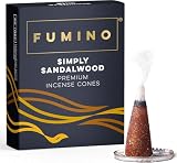 Fumino® Zapach Klasycznego drzewa sandałowego – świeże kadzidełka stożkowe, 15 sztuk w opakowaniu, Masala Agarbatti Joss, zapach do relaksu i medytacji, dekoracja domu