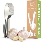 Oliver's Kitchen® Praska do Czosnku Najwyższej Jakości – Łatwy w Czyszczeniu Wyciskacz do Czosnku – Ręczna Wyciskarka do Czosnku oraz Imbiru (bez Obierania) – Stylowy i Trwały Zgniatacz do Czosnku