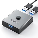 iDsonix Przełącznik USB 3.0, 2 PC aluminium, dwukierunkowy przełącznik USB 2 w 1, przełącznik USB Sharing Switch 2 komputer, 1 urządzenie do drukarki, klawiatury, obsługuje CarPlay, Android Auto