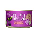 Tiki Cat Luau rozdrobnione mięso, przepis na dziki łosoś z łososiem, zrównoważona dieta, bez zbóż, mokra karma dla kotów w puszce na wszystkie fazy życia, puszki 170 g (8