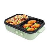 DAHAD Elektryczny hot pot i grill stołowy 2 w 1, garnek do gotowania, 1300 W, podwójne zastosowanie, elektryczny koreański grill z 2 niezależnymi regulacjami temperatury dla 1-3 osób, do gospodarstwa