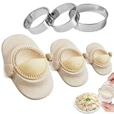 GmwyCzV Zestaw 6 foremek do robienia pierogów, empanady, foremki do ravioli, 3 rozmiary foremek do ravioli + 3 okrągłe wykrawacze do ciasta, Wonton, Potsticker, Pierogi i Gyoza, mała 7 cm, średnia 8