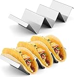 PIQIUQIU Taco uchwyt na tortille, 2 sztuki, ze stali nierdzewnej 304, z uchwytami, nadaje się do mycia w zmywarce, do tacos kanapek, kiełbasek