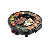 Hotpot & Grill elektryczny 4000 W nieprzywierająca podwójna płyta kuchenna 3-4 L dla 5-6 osób