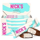 N!CK'S Keto Batony Coconut, Czekoladowo-kokosowy Przekąski, 175 kalorie, 2 węglowodanów netto, bez dodatku cukru, bezglutenowe, słodycze niskowęglowodanowe (15x40g)