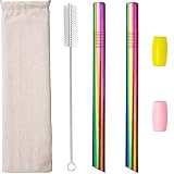 Bubble Tea Straw Metalowe słomki wielokrotnego użytku ze stali nierdzewnej o szerokości 12 mm do koktajli mlecznych Boba, Jumbo, koktajli mlecznych, tapioki, perły, z silikonowymi końcówkami, szczotka