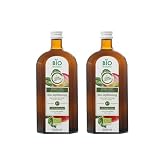 BIONATURO 2x Organiczny ocet jabłkowy 6% 500ml - Ocet z ekologicznych Jabłek - Naturalnie mętny - Niefiltrowany, bogaty w składniki odżywcze - do gotowania, diety i zdrowia - Ocet wegański