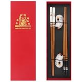 Zestaw pałeczek do sushi z kotem: 2 pary pałeczek do chopstick z dwoma