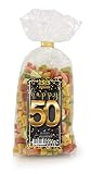 Bull & Bear Kolorowy makaron, 250 g, makaron z motywem z kaszy pszenicy durum, ręcznie wykonany w niemieckiej manufakturze, prezent na makaron (kolorowy makaron urodzinowy 'Happy 50')