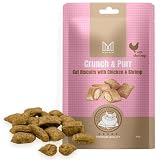 MERSJO Crunch & Purr przysmaki dla kota z kurczakiem i krewetkami 8 x 40 g – chrupiące przekąski z kremowym wypełnieniem, z tauryną i Omega-3, pielęgnacja zębów dla kotów, bez zbóż i cukru