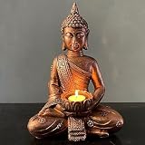 FGXY Medytacja Tajskiego Buddy Figurka Ornamentu, Siedząca Statuetka Buddy Z Uchwytem Na Świece, Mrozoodporna Rzeźba Feng Shui, Dekoracja Do Wnętrz, Do Użytku Wewnątrz I Na Zewnątrz