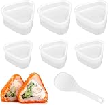 Heyumybit 6 sztuk Foremka do Onigiri, Trójkątne Formy do Onigiri | Formowaneczniki do Sushi, Prezy do Wyrobu Kulek Ryżowych i Sushi, 3 Duże i 3 Małe, z 1 Łyżeczką do Ryżu
