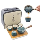 LURRIER Porcelanowy chiński zestaw do herbaty Gongfu, przenośny zestaw czajniczek do herbaty z 360-obrotowym zaparzaczem do herbaty i zaparzaczem do herbaty, przenośny, wszystko w jednym, na podróż,
