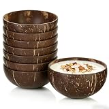GOMETY Zestaw 8 misek kokosowych, 650 ml, polerowane łupiny orzecha kokosowego, naturalna łupinka kokosowa, ręcznie robiona na ryż, desery, sałatki, owoce, musli, wegańskie, prezent, dekoracja kuchni